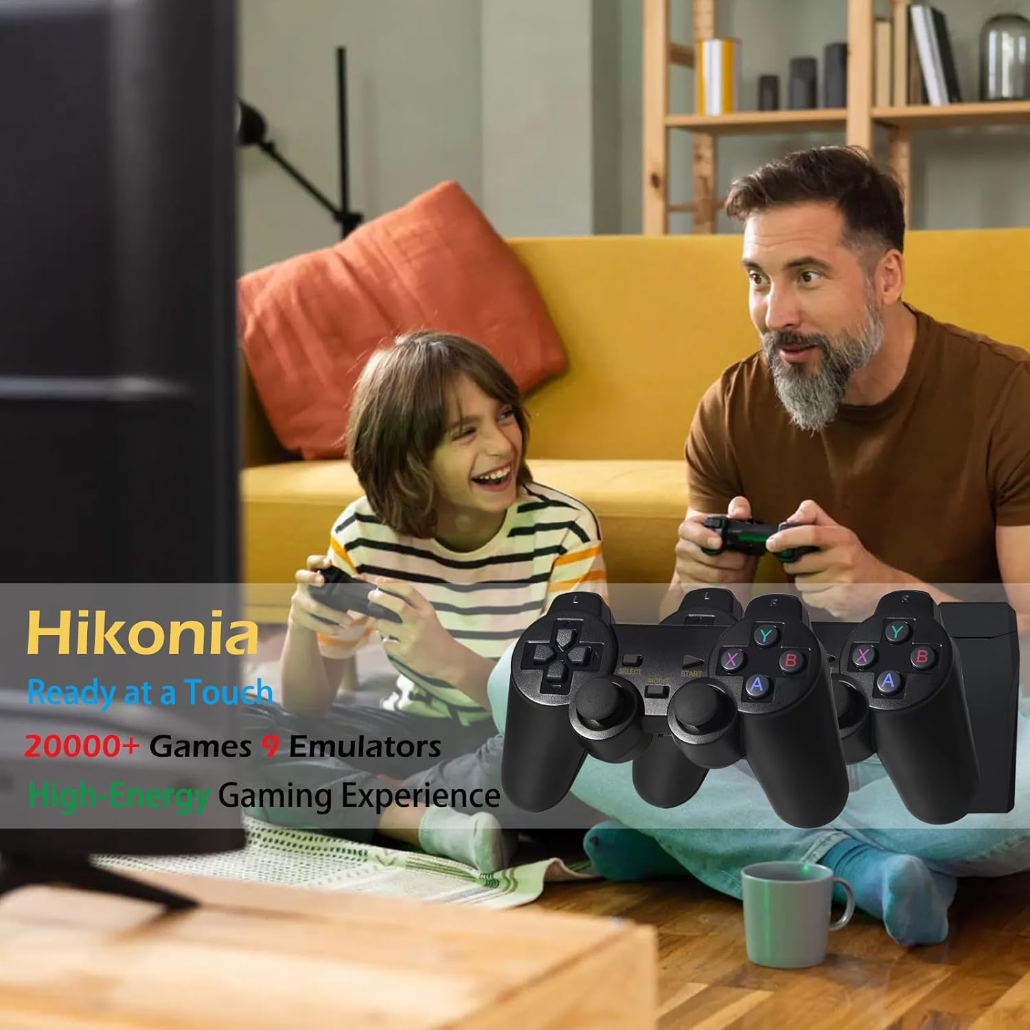 Hikonia Retro Game Console with 20000 Games,Plug & Play Video Game Console 9 Emulators Classic Games,4K HDMI Output for TV,Dual Controllers Birthday Gifts for Boys & Girls 64G