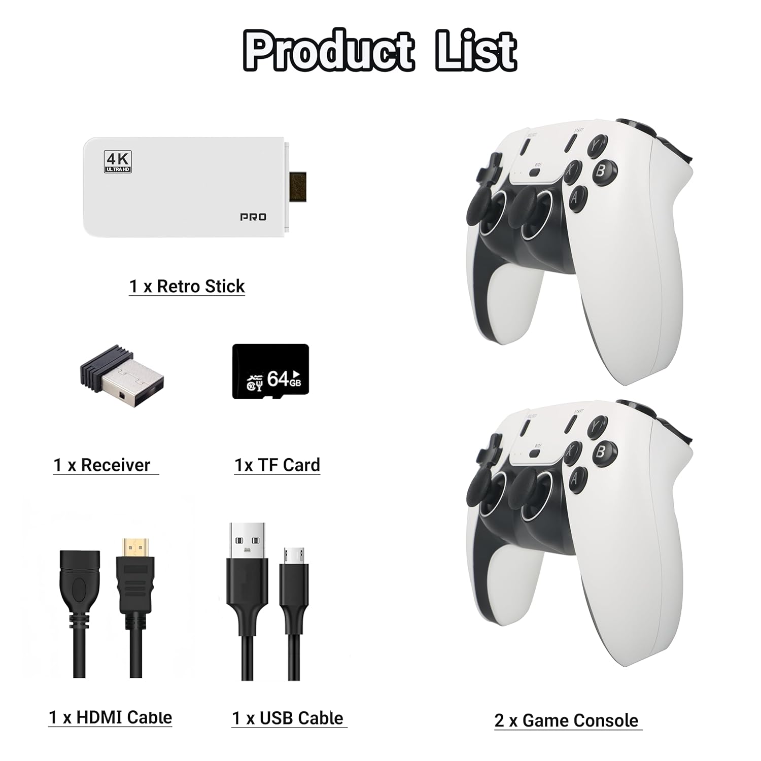 Retro Gaming Console 39,000+ Games, Plug and Play Video Game Console Built-in 28 Classic Emulators, 4K High Definition HDMI Output for TV with Dual Controllers