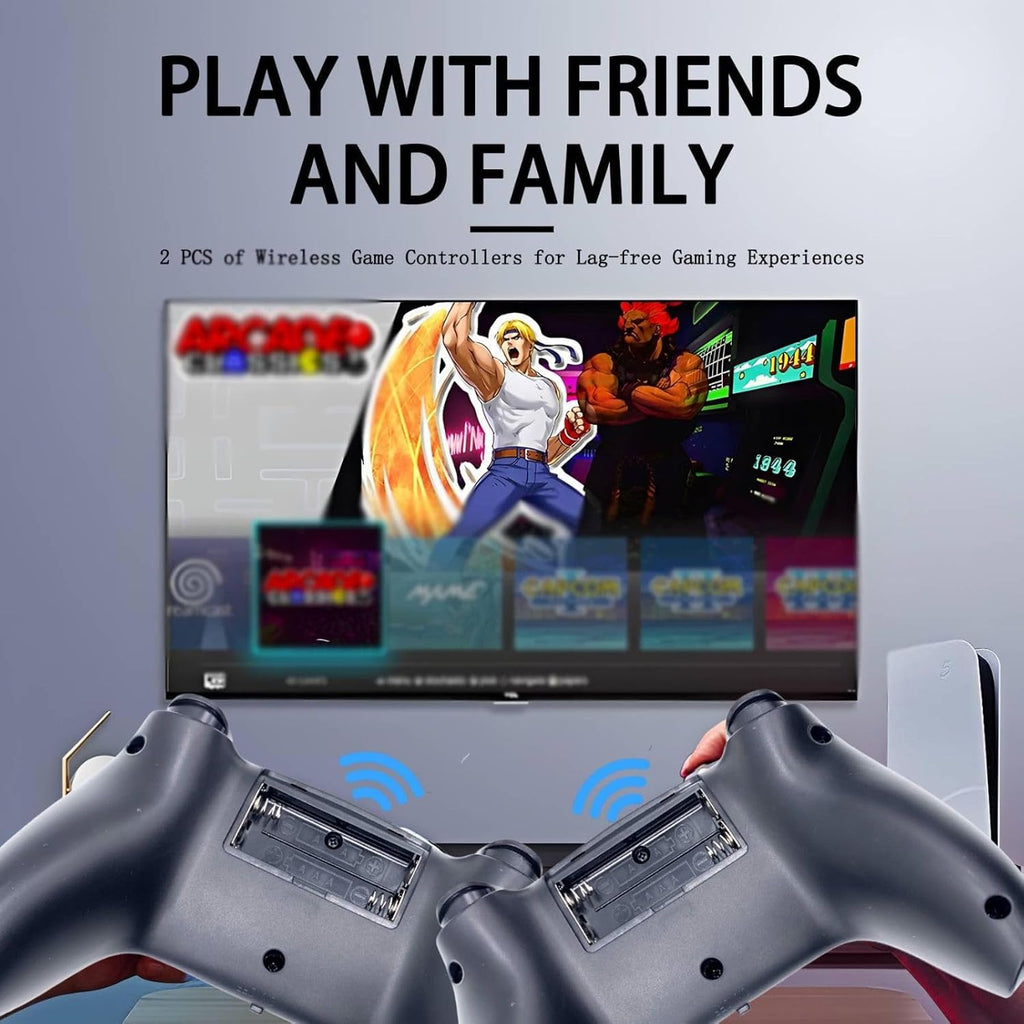 Wireless Retro Game Console Nostalgia Plug and Play Video Game Console 4k,40000+ Video Games 128GB Built in 40+Emulators Console,2.4G Wireless Controllers